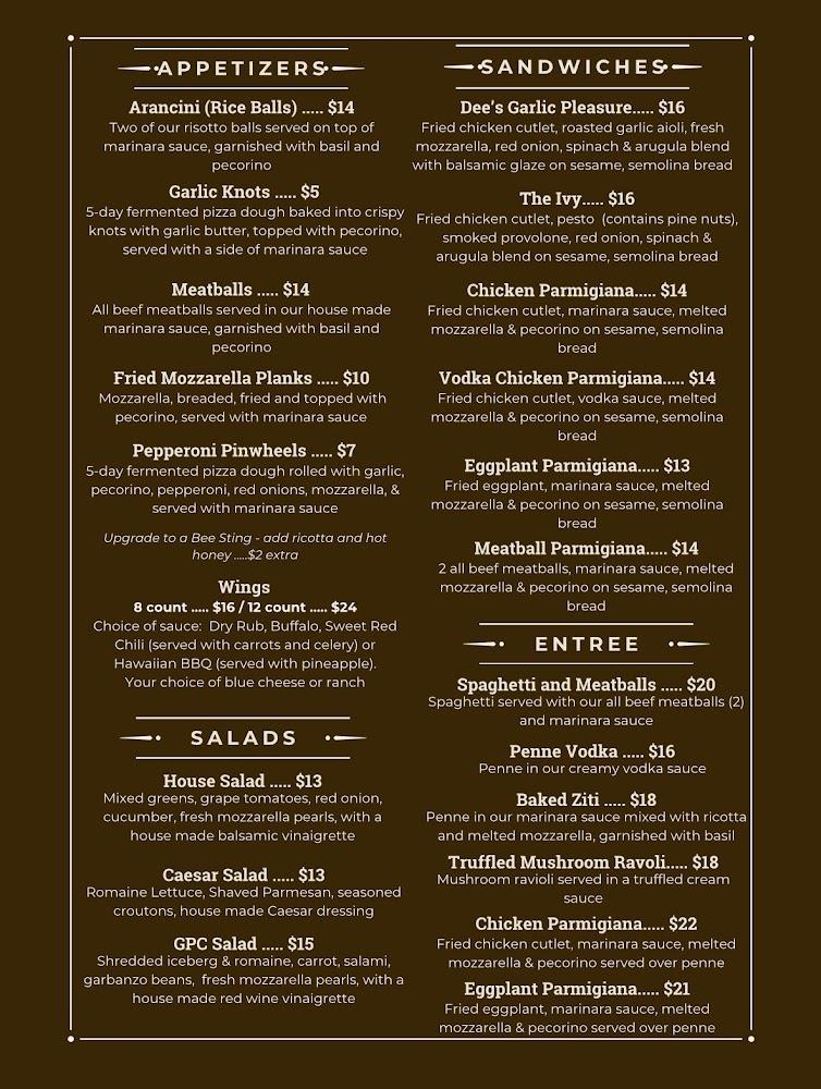 Garwood Pizza Co. NUT ALLERGY