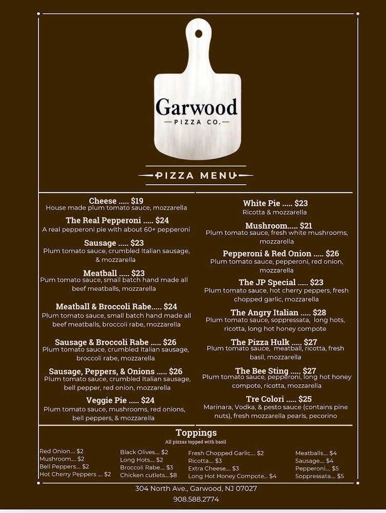 Garwood Pizza Co. DAIRY ALLERGY